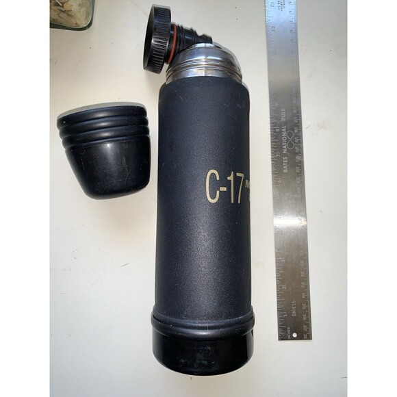 HTF Vintage Aladdin C-17 McDonnell Douglas Commemorative Thermos Mug Black 1 Qt - Picture 3 of 7